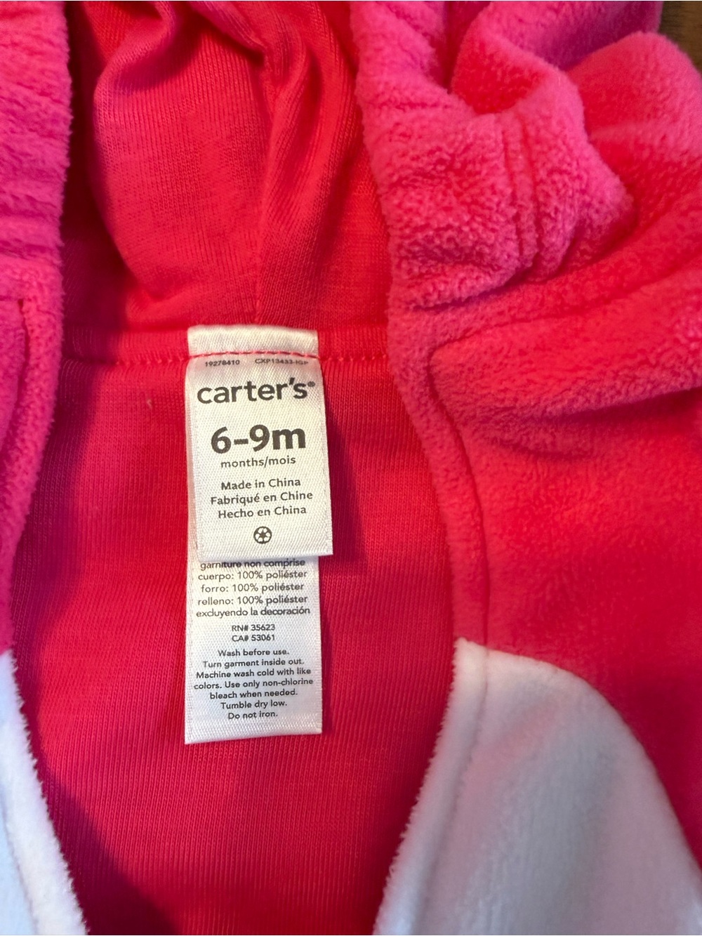 Pink Plush Bird Baby Costume - Carters 6-9M - Picture 3 of 4